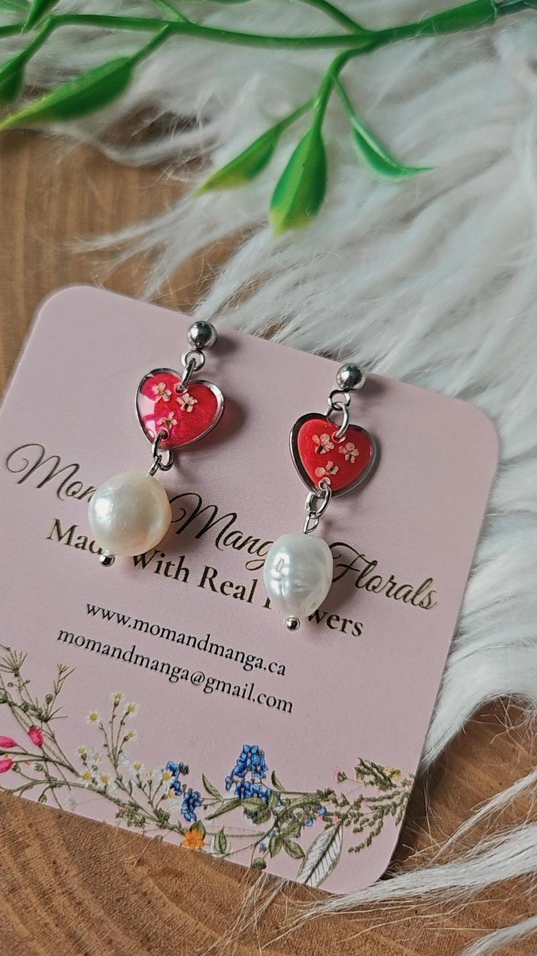 Hearts & Large Pearls- Silver