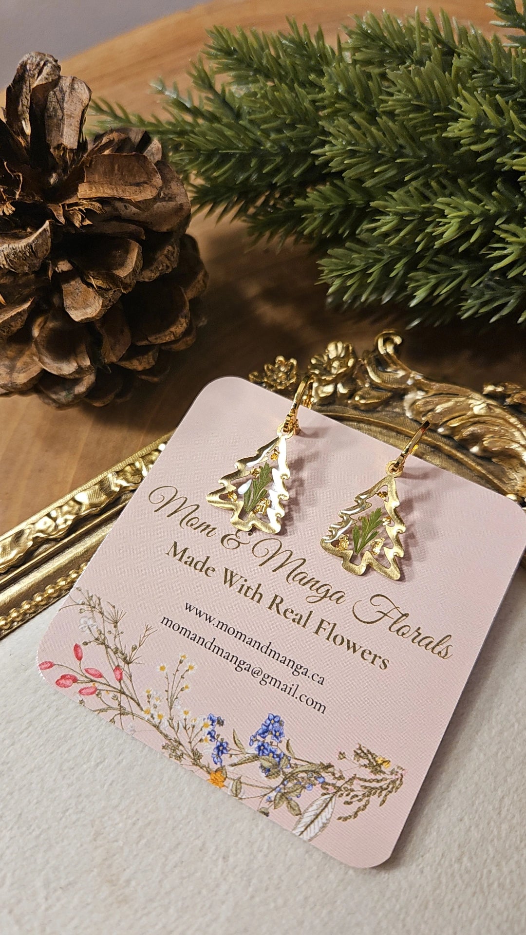 Christmas Tree- Gold Huggie