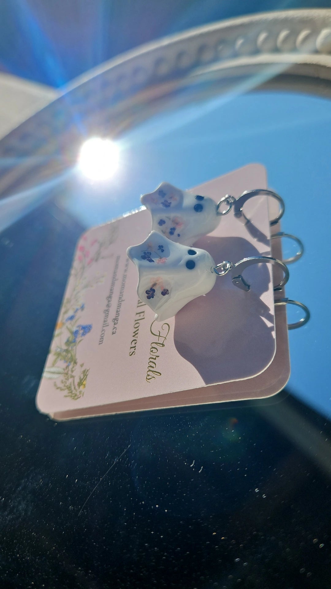 Floral Ghost Earrings- Silver