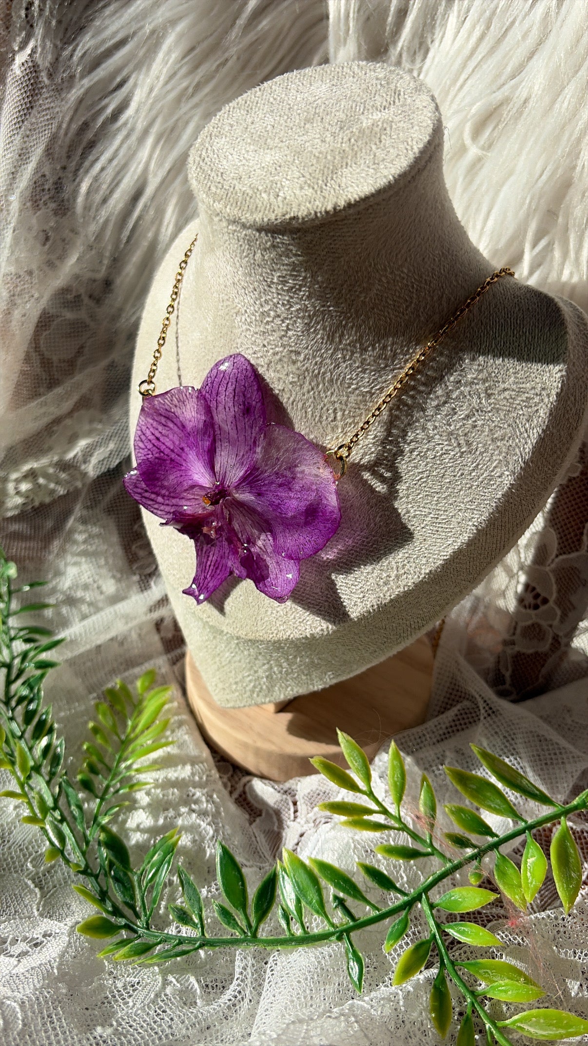 Extra Large Orchid Necklace- Gold