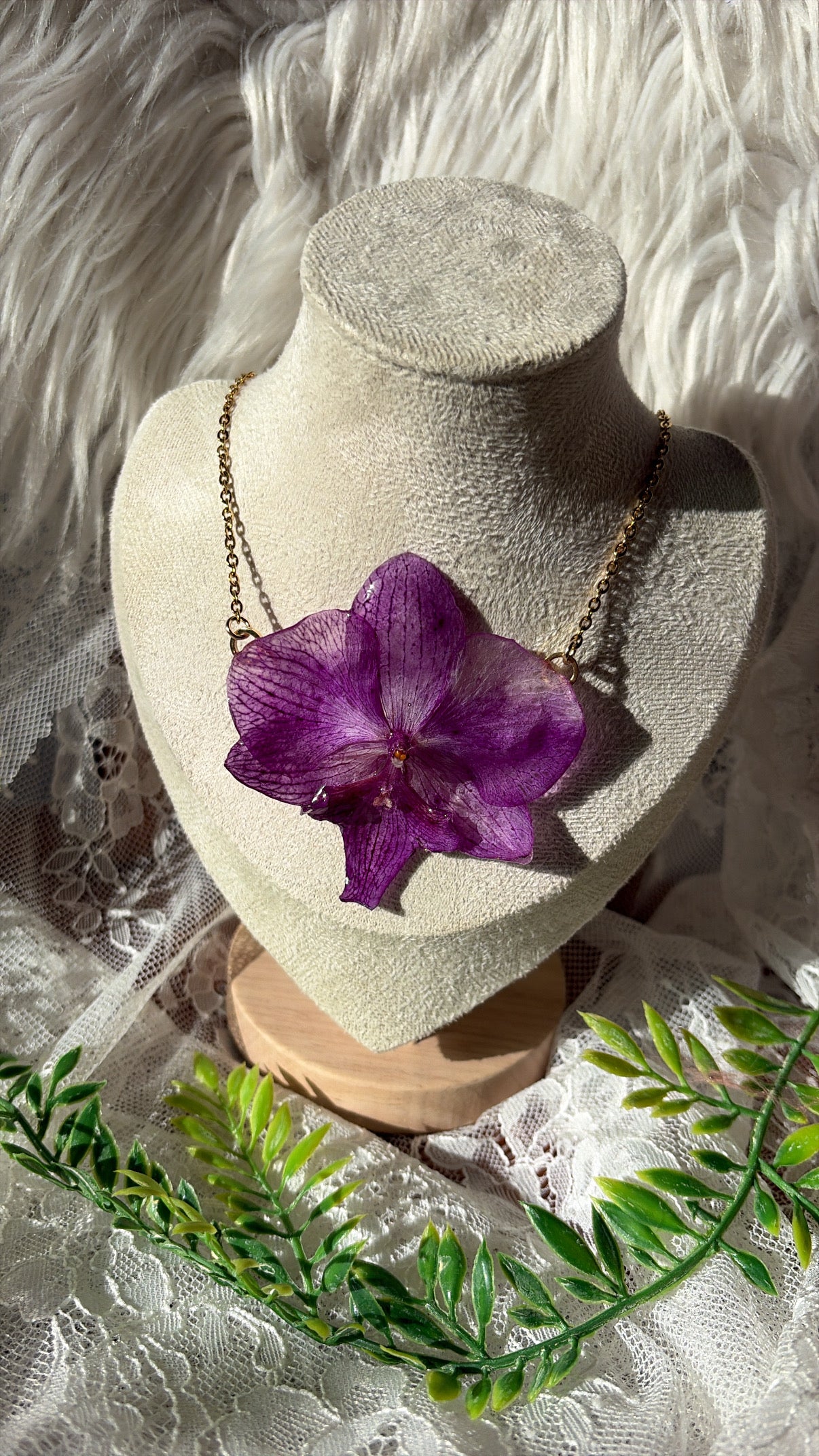 Extra Large Orchid Necklace- Gold