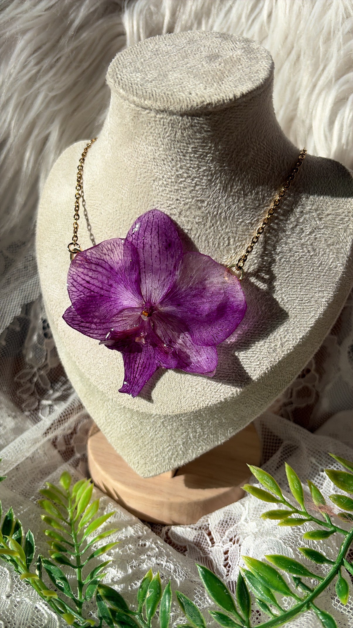 Extra Large Orchid Necklace- Gold
