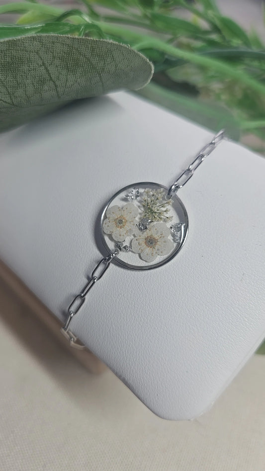 White & Silver Bouquet Bracelet