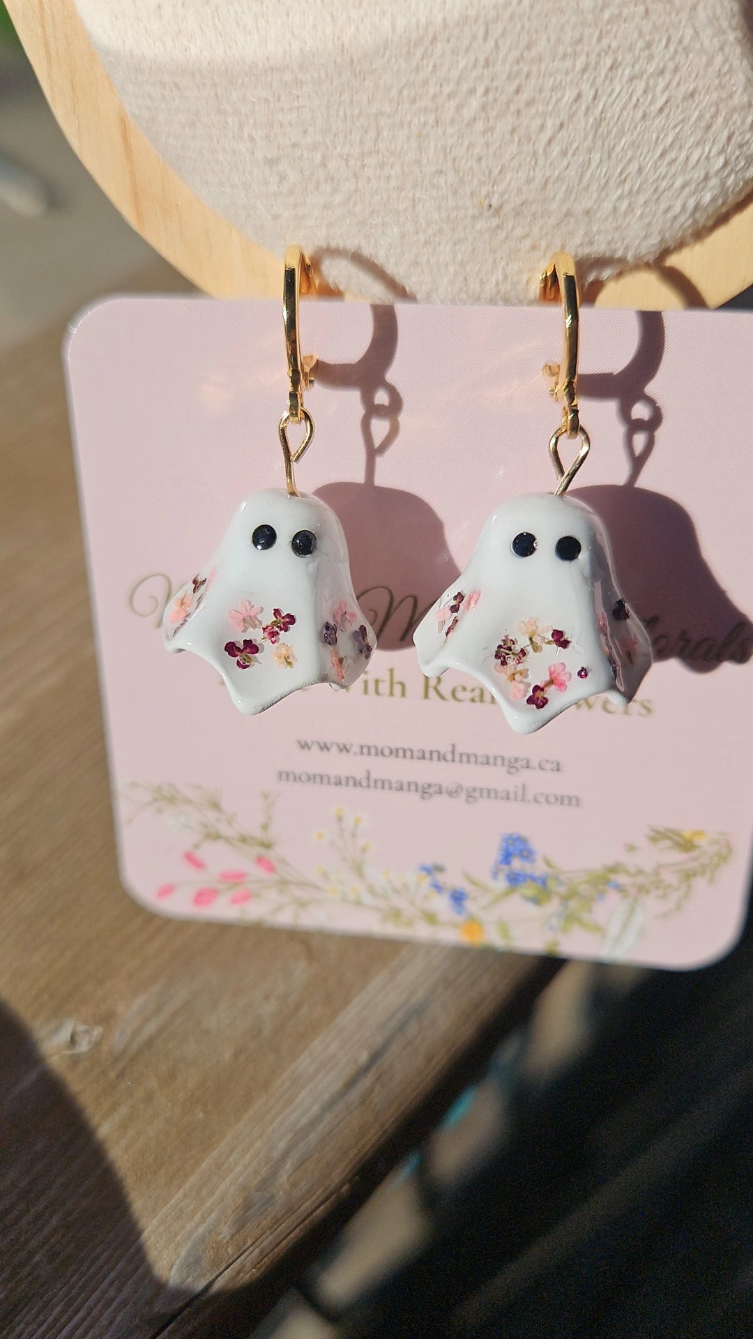Floral Ghost Earrings- Gold