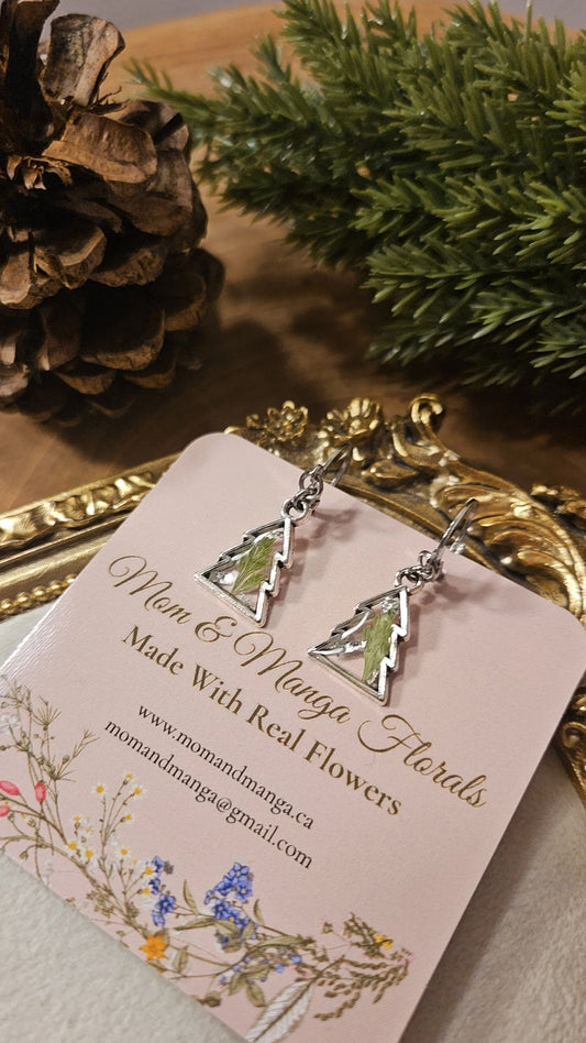 Christmas Tree- Silver Huggie